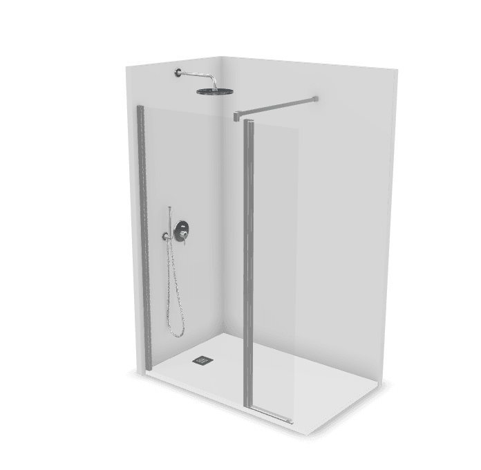PROFILTEK HADA PLUS HP-240 — Paroi fixe + volet pivotant 100 cm, Argent Haute Brillance, Verre Transparent — photo 1