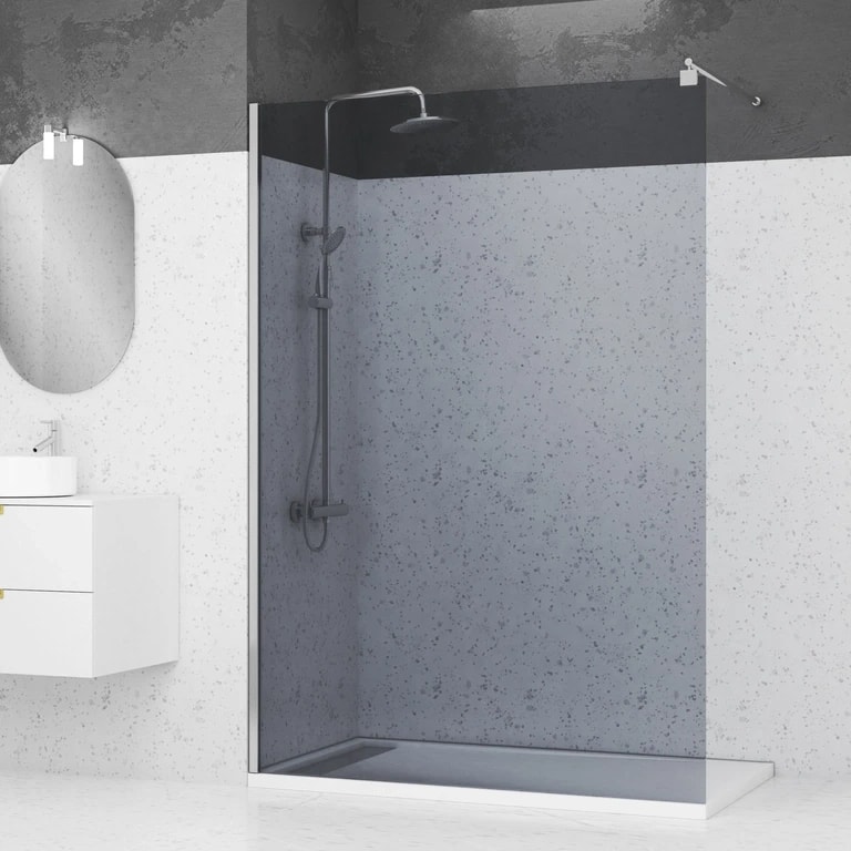 Paroi de douche fixe NÉOPUR 140 cm verre fumé profilé Chromé - O'DESIGN (Réf. NEOPUR140F) — photo 1