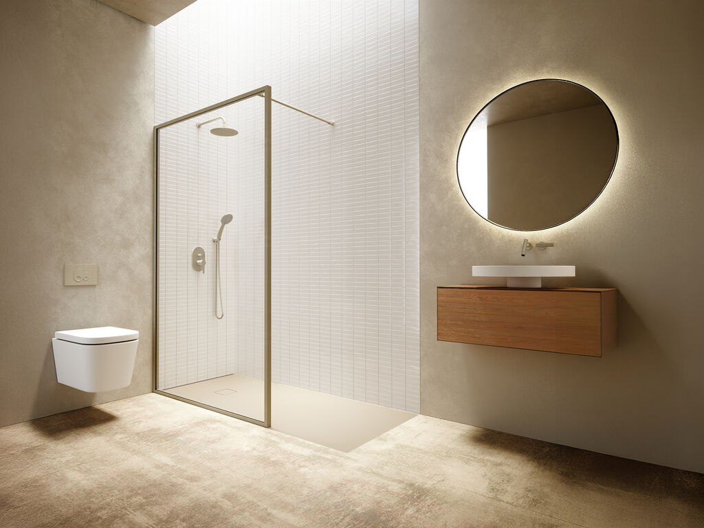 FIXE NORDIC FN2001 - PAROI DE DOUCHE FIXE CADRE 8 MM - VT - PROFILE BRONZE - L1480MM — photo 1