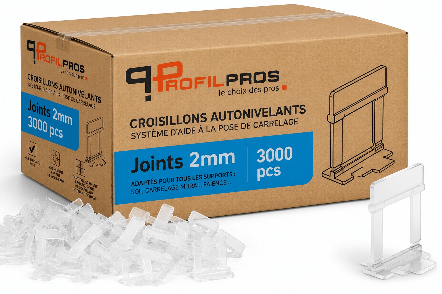 PLS - Système autonivelant à cale - Base Standard 2 mm - 3000 pcs — photo 1