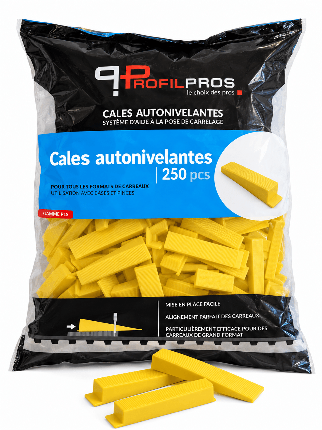 PLS - Système autonivelant - Cale de serrage - Polypropylène jaune - 250 pcs — photo 1