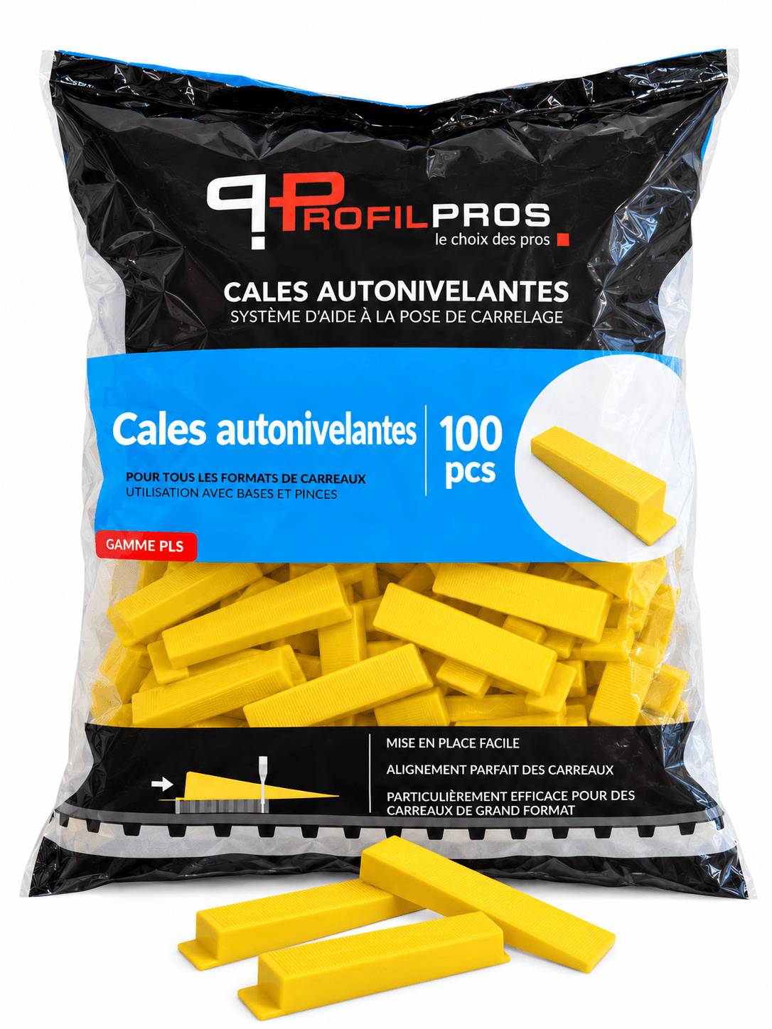 PLS - Système autonivelant - Cale de serrage - Polypropylène jaune - 100 pcs — photo 1