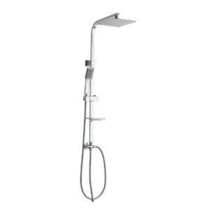 BARRE DE DOUCHE CARREE CHROMEE 2 DOUCHETTES (1 FIXE + 1 AMOVIBLE)