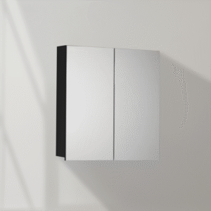 ARMOIRE MIROIR 2 PORTES 600X160X695 FINITION NOIRE MAT LAQUE