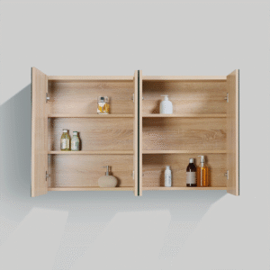 ARMOIRE MIROIR 2 PORTES 600X160X695 FINITION CHENE DORE