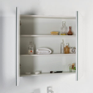 ARMOIRE MIROIR 2 PORTES 600X160X695 FINITION BLANC BRIL. LAQUE