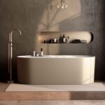 BAIGNOIRE IDYLLE ACRYLIQUE BLANC MAT INT / GALET MAT EXT