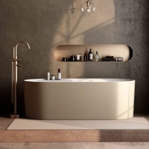 BAIGNOIRE IDYLLE ACRYLIQUE BLANC MAT INT / GALET MAT EXT