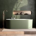 BAIGNOIRE IDYLLE ACRYLIQUE BLANC MAT INT / VERT OLIVE MAT EXT